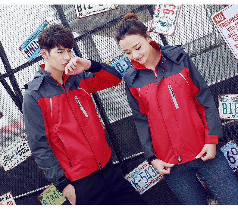 冲锋衣定制logo工作服男春秋薄款撞色情侣款宽松bf风国潮防风衣女(图7)