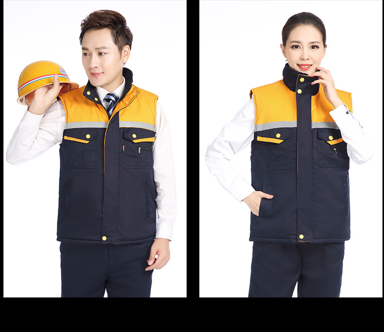 冬季建筑工地工人工厂仓储反光条背心男女环卫工程保暖棉马甲(图24)