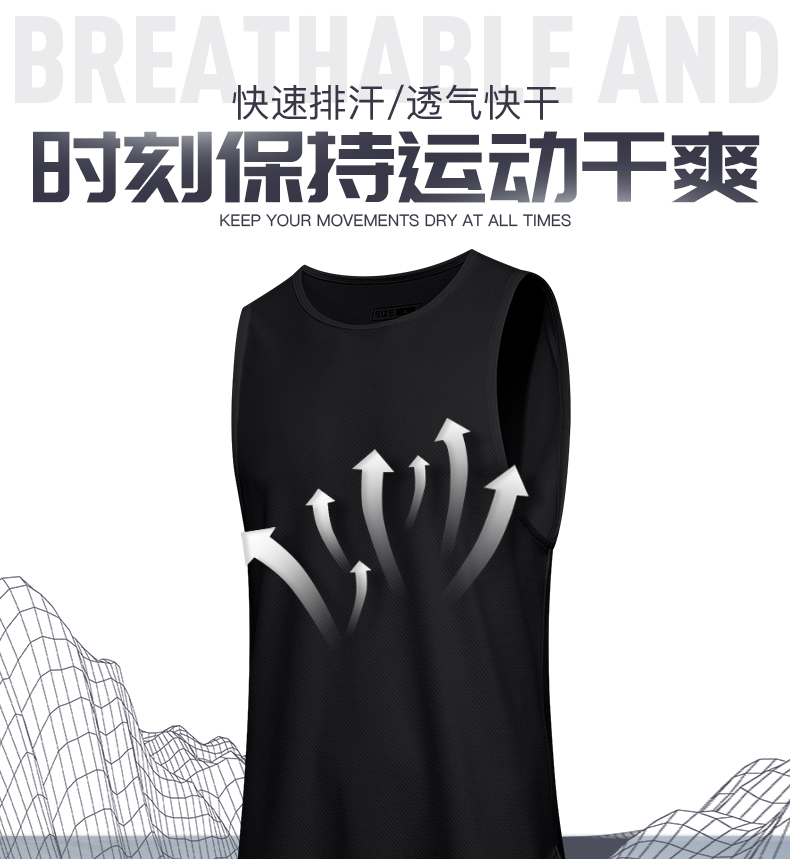 运动背心男夏季撸铁健身速干坎肩无袖宽松跑步T恤篮球训练健身衣(图3)