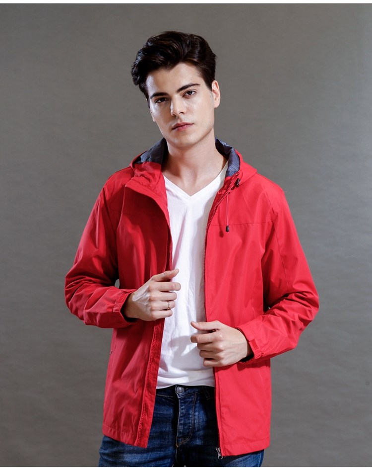 秋装男连帽风衣公司定制logo印字图片冲锋衣外套户外防风雨工作服(图16)