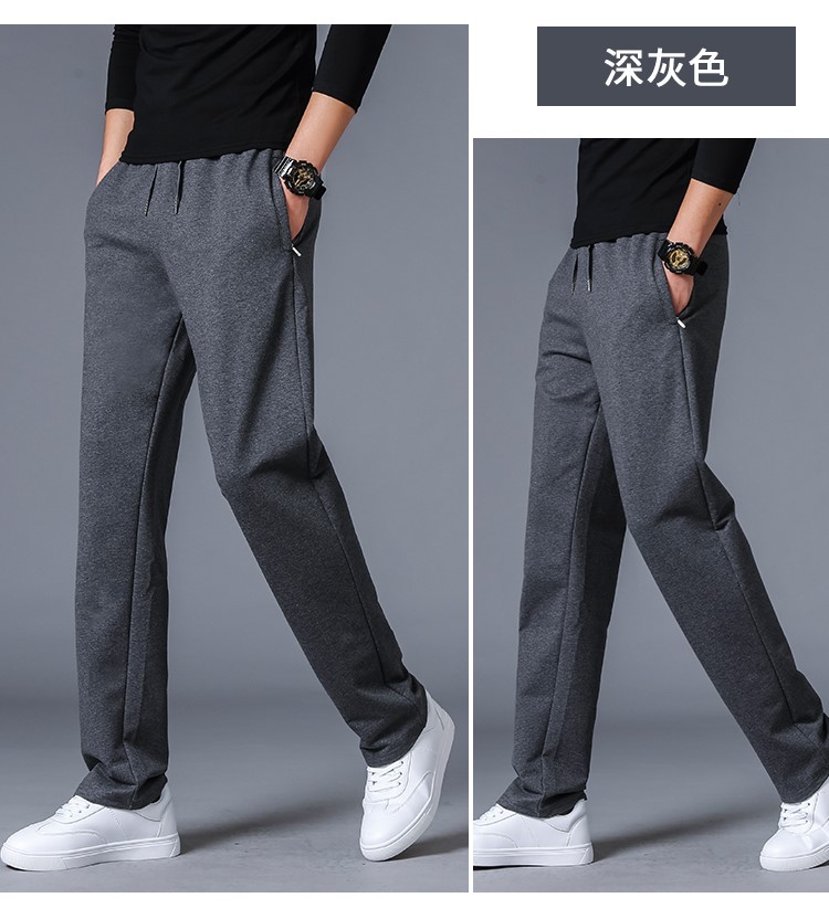 运动裤男休闲裤秋冬季纯棉直筒长裤大码宽松加绒卫裤男春秋跑步裤(图7)
