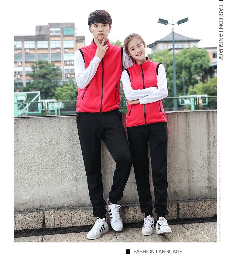 加绒马甲运动衫_定制工作服马甲聚会卫衣外套开衫男女装印花(图11)