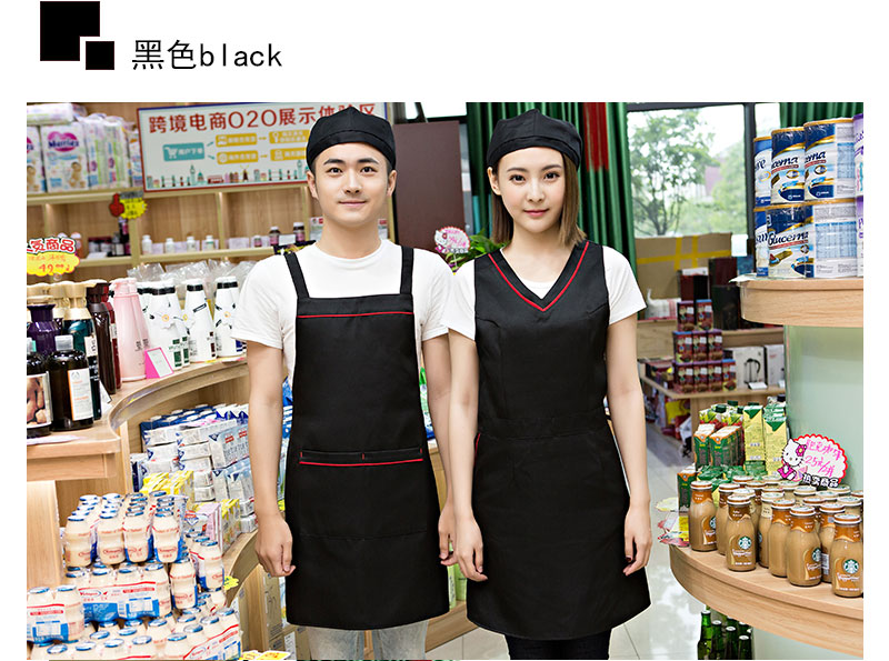 奶茶店美容养生超市餐厅围裙定制logo印字服务员工作服背心带韩版(图16)