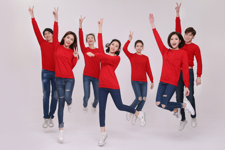 纯棉圆领卫衣工作服定制logo加厚企业文化衫定做无帽广告团体服装(图17)