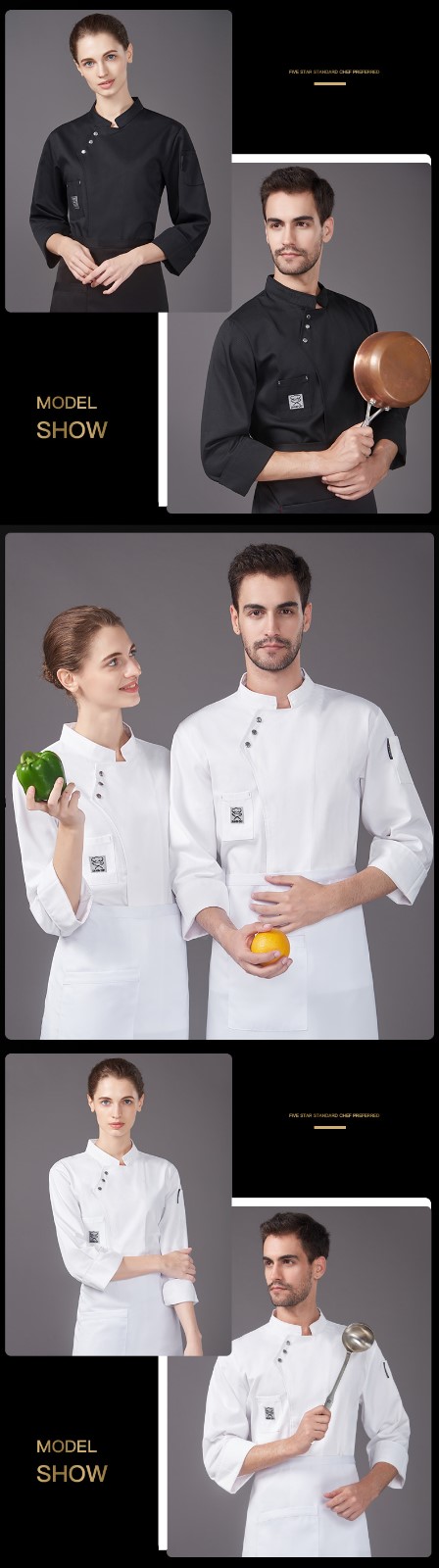 1577586212160556.jpg 酒店纯白全棉饭店餐厅厨师工作制服长袖秋冬厨房面点烘焙后厨男女(图9)