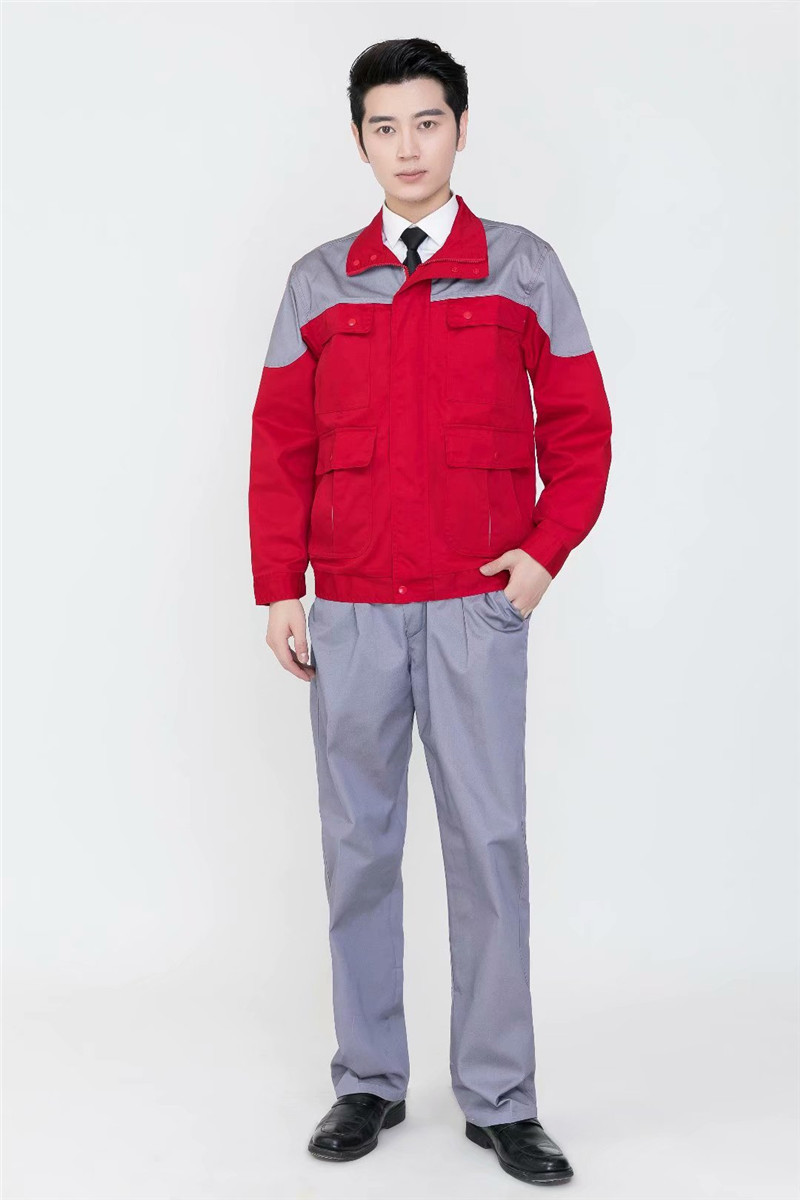 长袖拼色工作服套装男定制印字救援服劳保上衣汽修服工地车间(图7)