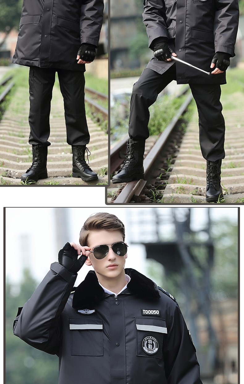 保安大衣男冬季制服棉服黑色作训服冬装套装女耐磨定制工作服棉衣(图14)