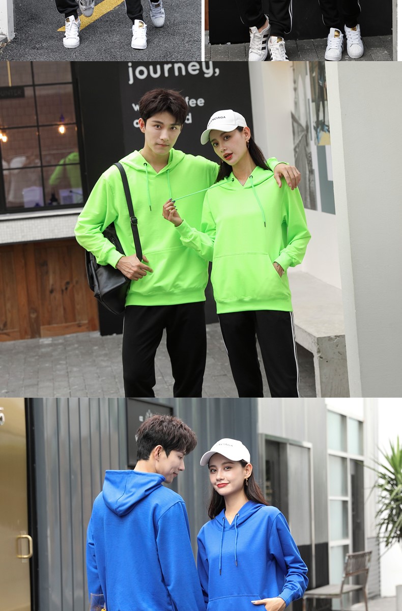 加绒带帽卫衣女工作服秋冬装定制班服团体活动衫男服务员印字diy(图8)