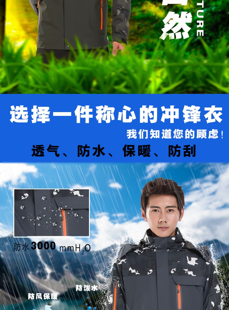 1574322192850553.jpg 迷彩冲锋衣男潮女工作服队服班服工装冬季定制logo印字队服校服厚(图3)