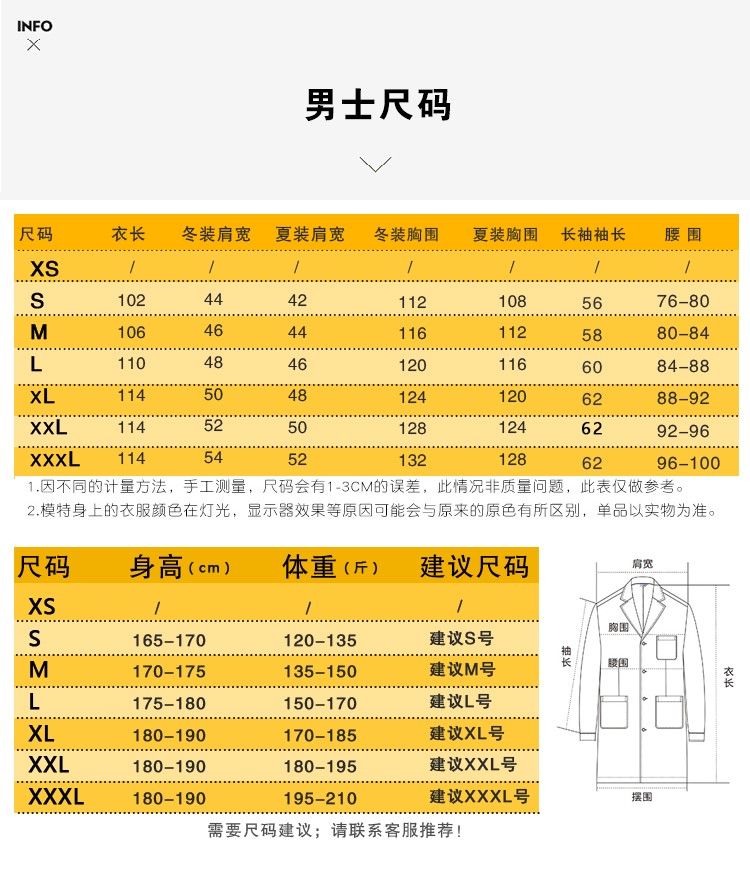 白大褂长袖医生服男实验室大学生化学长款大衣短袖医师护士工作服(图14)