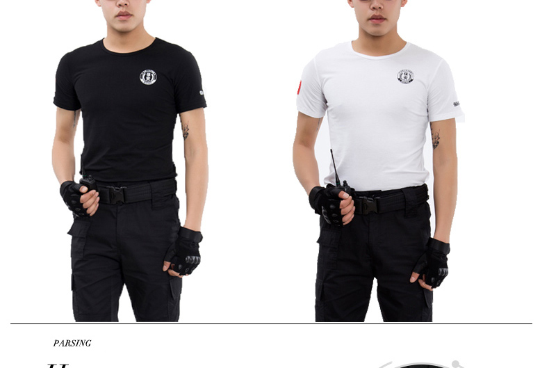 保安作训服短袖T恤纯棉黑色酒店物业保安圆领T恤衫工作制服可定制(图6)