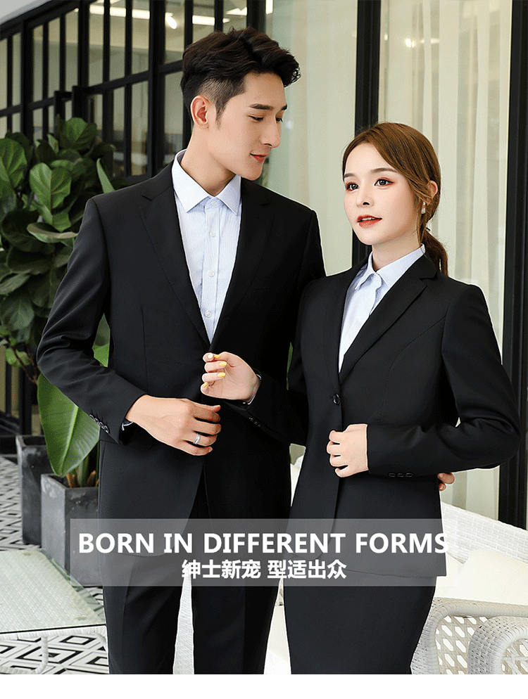 9500# 50%羊毛料黑色男女西装(图1)