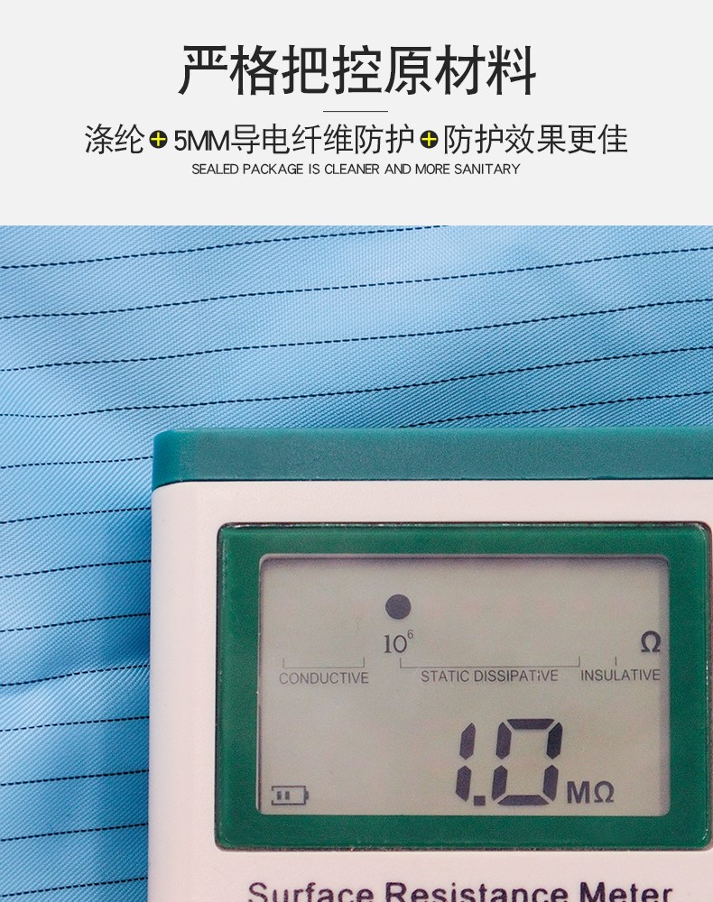 防静电衣服工作服大褂白色无尘防尘电子厂富士康车间蓝色长款连帽(图5)