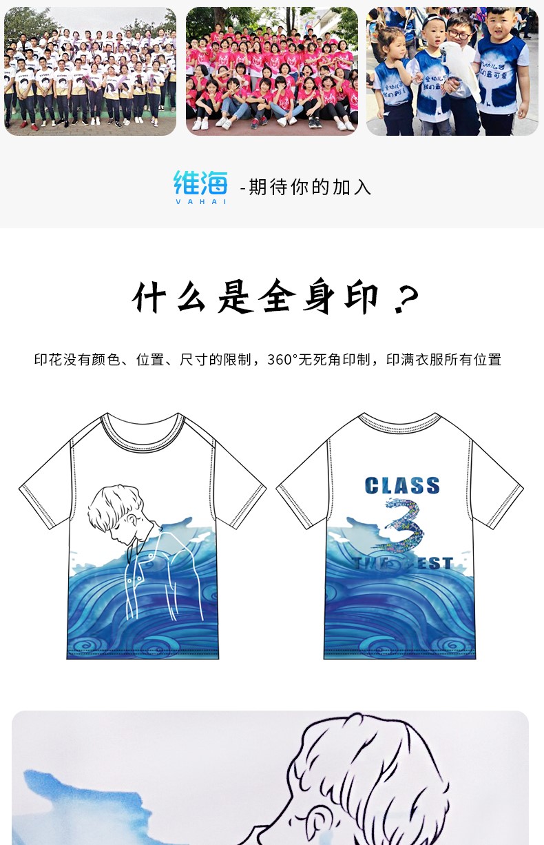 20年同学聚会t恤定制印logo夏季短袖衣服DIY全身印班服定制文化衫(图3)