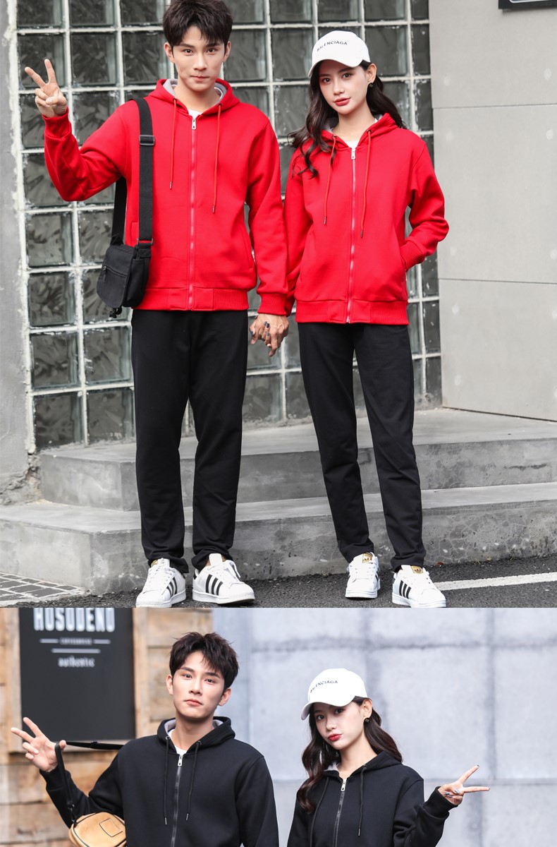 加绒带帽卫衣女工作服秋冬装定制班服团体活动衫男服务员印字diy(图17)