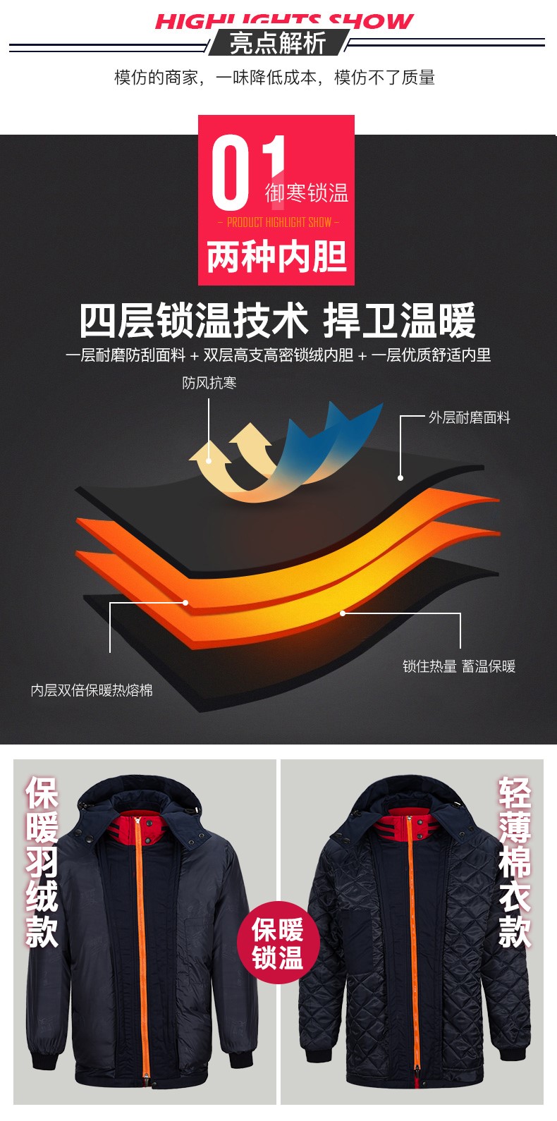 工作服棉衣男女冬季加厚棉服套装车间保暖防寒劳保棉袄冬装定制(图6)