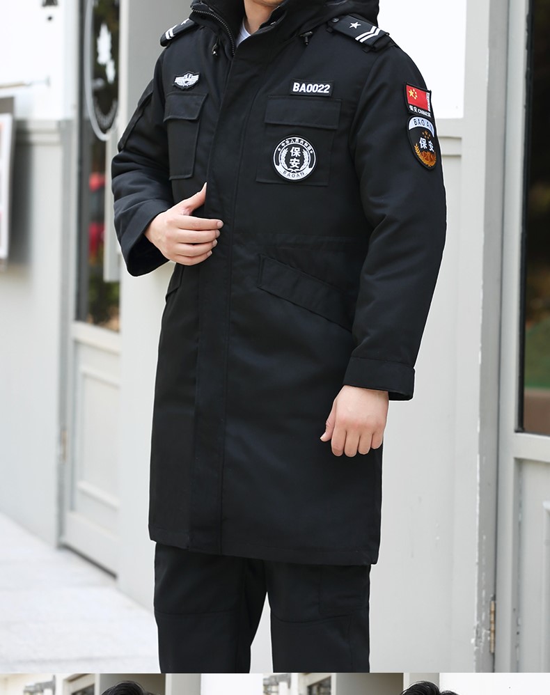 保安大衣男冬季制服棉服黑色作训服冬装套装女耐磨定制工作服棉衣(图19)