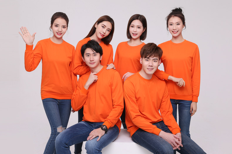 纯棉圆领卫衣工作服定制logo加厚企业文化衫定做无帽广告团体服装(图6)