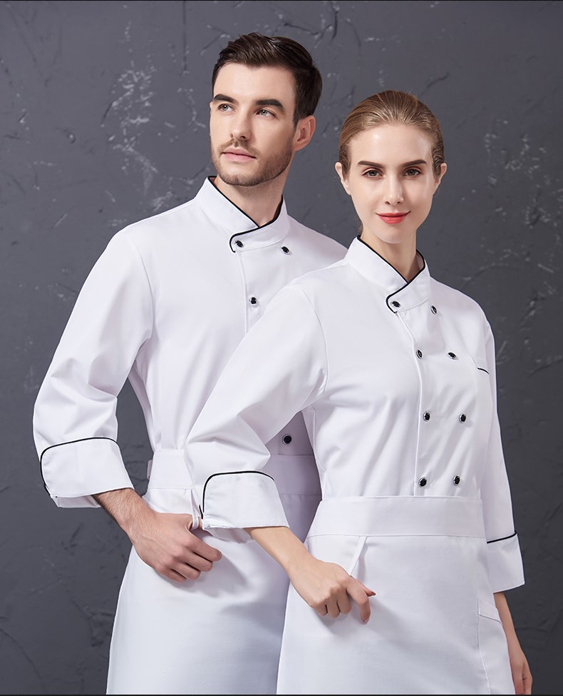 1577586484709196.jpg 厨师工作服男长袖秋冬装白色餐饮酒店厨房服装西餐厨师服定制logo(图2)