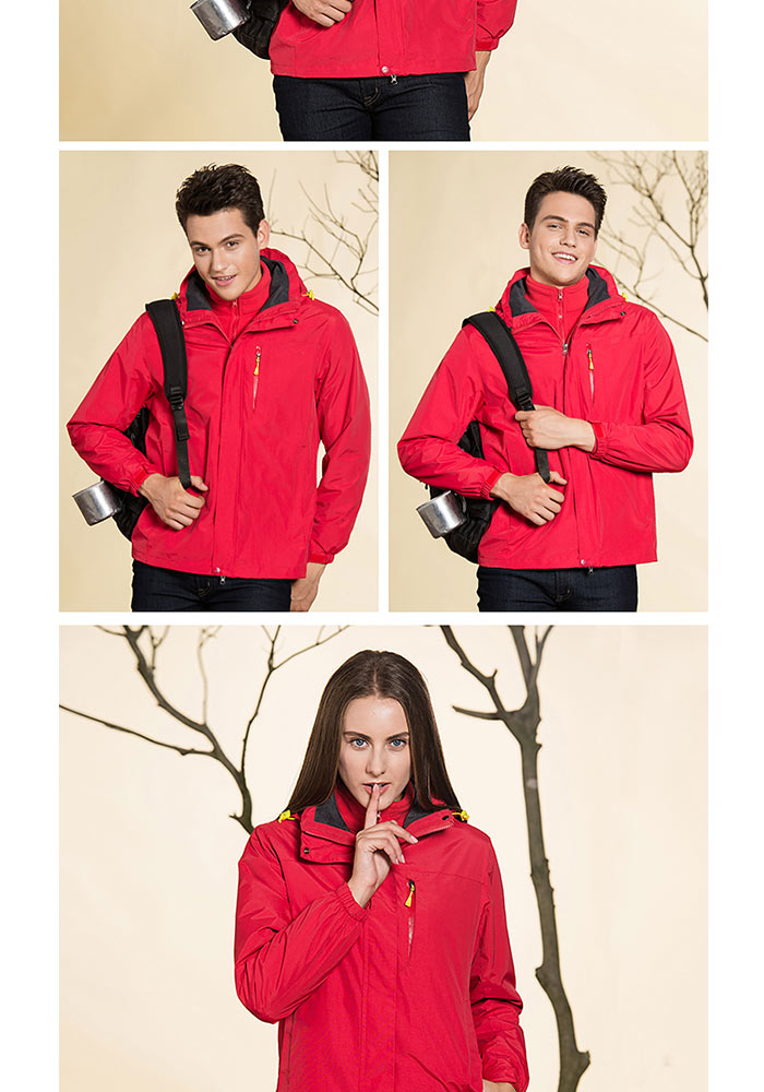 冬季大红色冲锋衣女三合一可拆卸加绒加厚防寒工作服男定制印logo(图15)