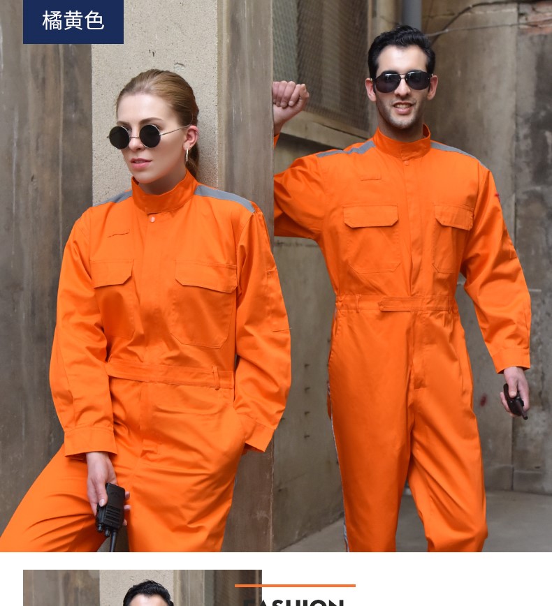 连体工作服 男 纯棉反光条劳保服汽修服机修服长袖工厂车间工装(图11)