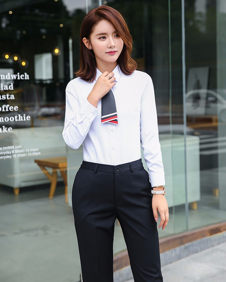 1573553847130298.jpg 银行工作服女套装职业衬衫2019秋季新款男女同款正装定制logo衬衣长袖(图9)