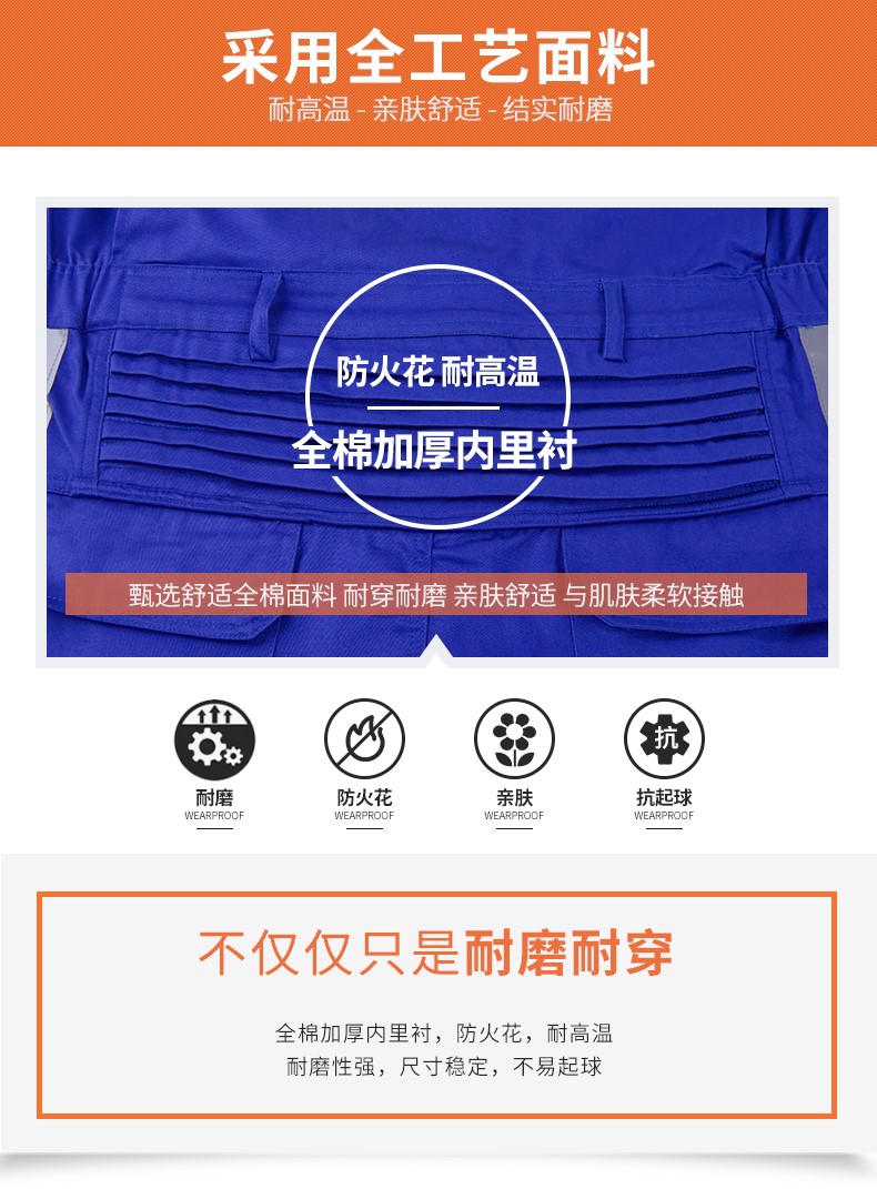 连体工作服 男 纯棉反光条劳保服汽修服机修服长袖工厂车间工装(图4)