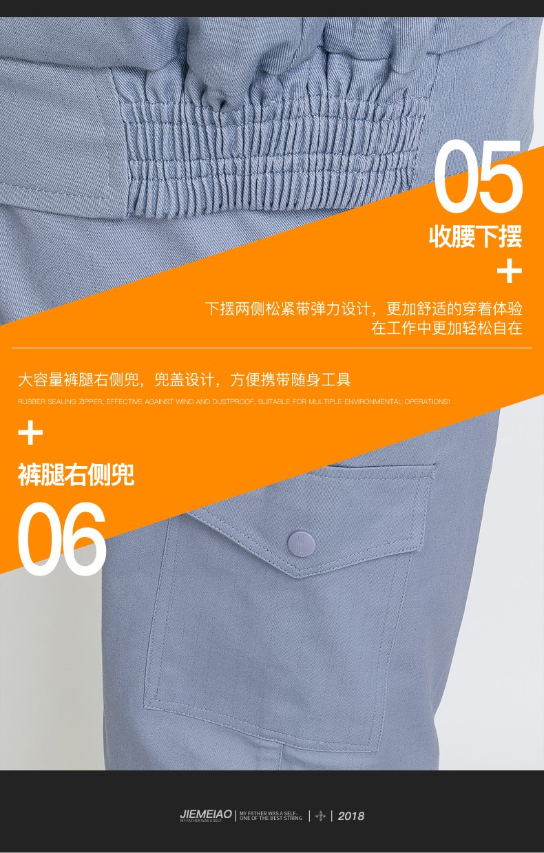 纯棉防静电工作服 春秋长袖工作服套装男女 工厂车间汽修服劳保服(图16)