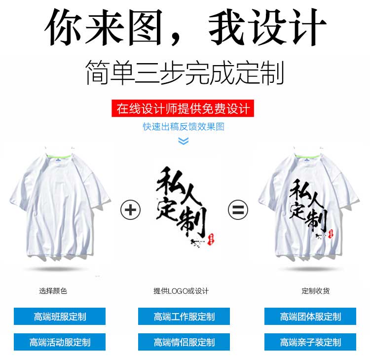 高端私人定制t恤短袖定做diy印图片logo字刺绣情侣衣服装五分中袖(图1)