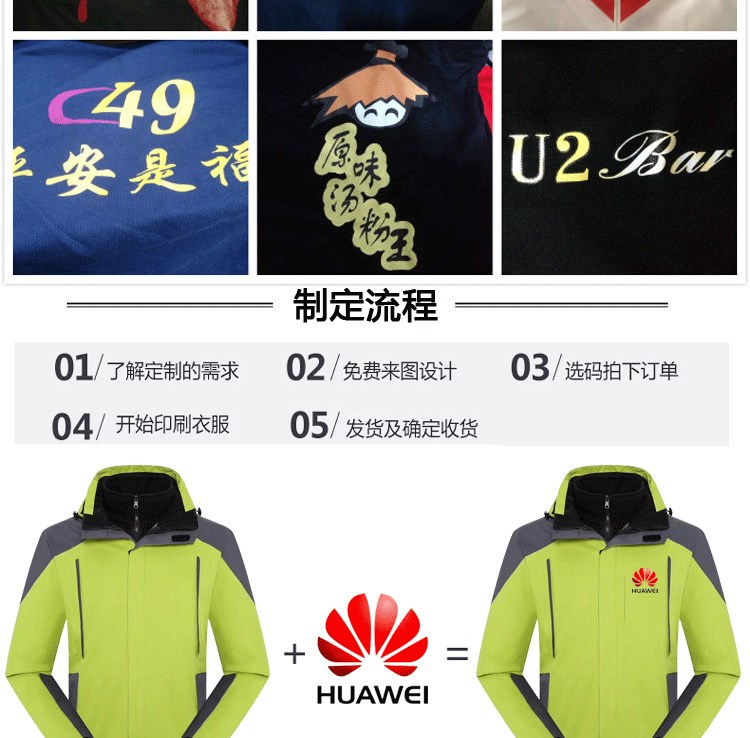 冲锋衣定制团体企业工作服男登山服旅游女防风防水保暖印logo刺绣(图4)