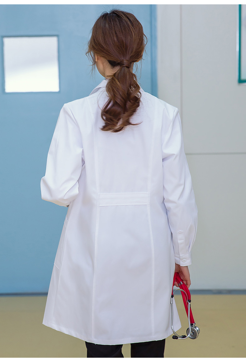 1577076341641441.jpg 医生白大褂女长袖修身长款药店医师服韩版定制logo印字护士工作服(图9)