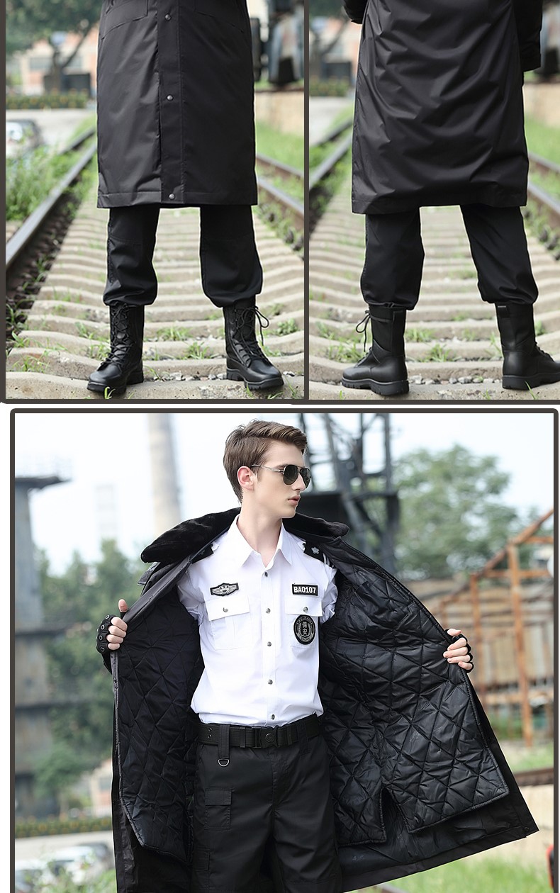 保安大衣男冬季制服棉服黑色作训服冬装套装女耐磨定制工作服棉衣(图10)
