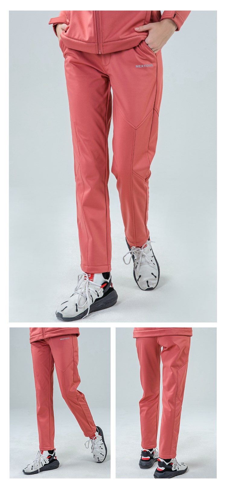 纳趣户外软壳冲锋裤女秋冬季加绒加厚滑雪裤子保暖防风防水抓绒裤(图9)