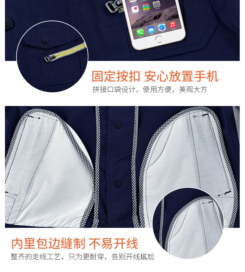 纯棉工作服短袖套装男 夏季薄款长袖全棉工厂车间透气劳保服上衣(图10)