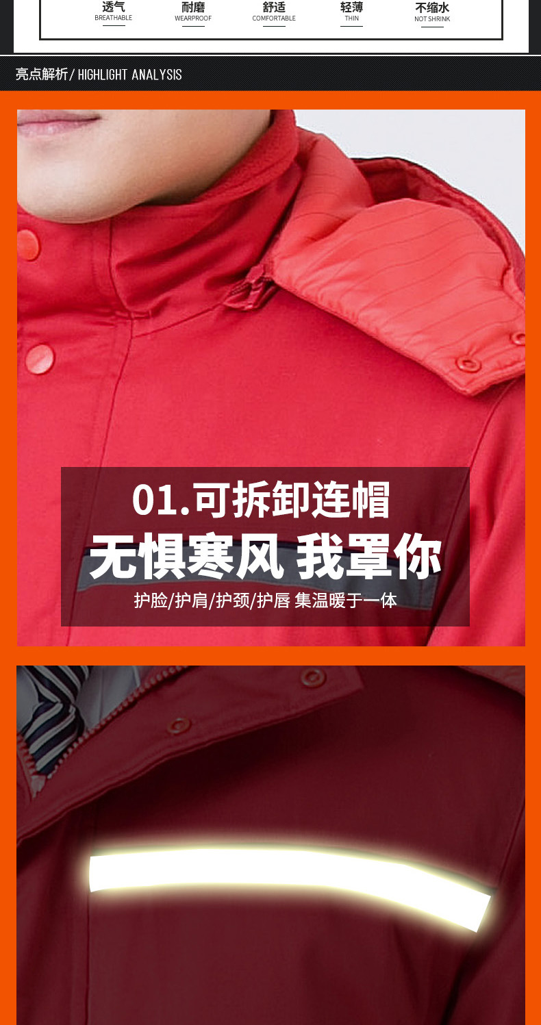 防静电棉服加油站工作服冬装 劳保棉衣 中石化反光条冬装棉袄(图6)