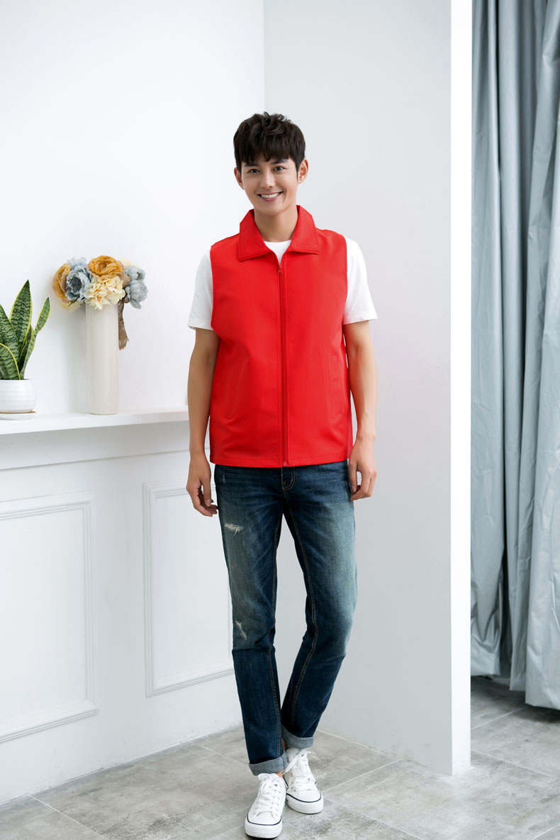 印logo定制志愿者马甲义工工作服公益活动服装v领背心纯棉红马甲(图47)