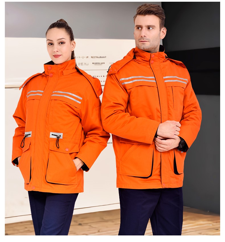 冬季工作服棉衣男加厚反光条劳保服羽绒棉袄耐磨大口袋防寒服冬装(图15)