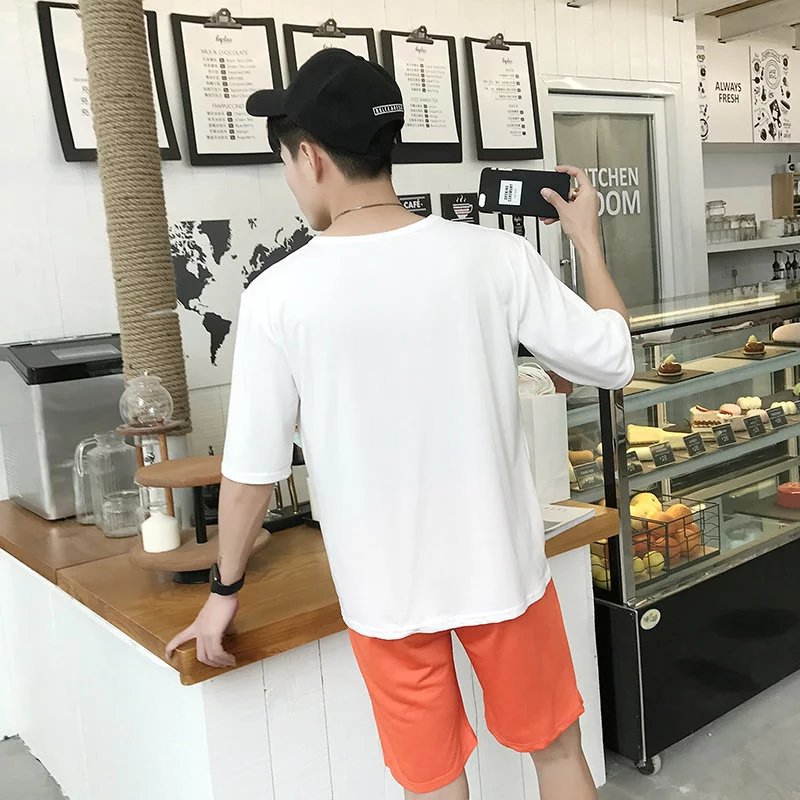 韩版学生班服定制短袖t恤印图五5分中袖宽松纯棉圆领毕业聚会服(图4)