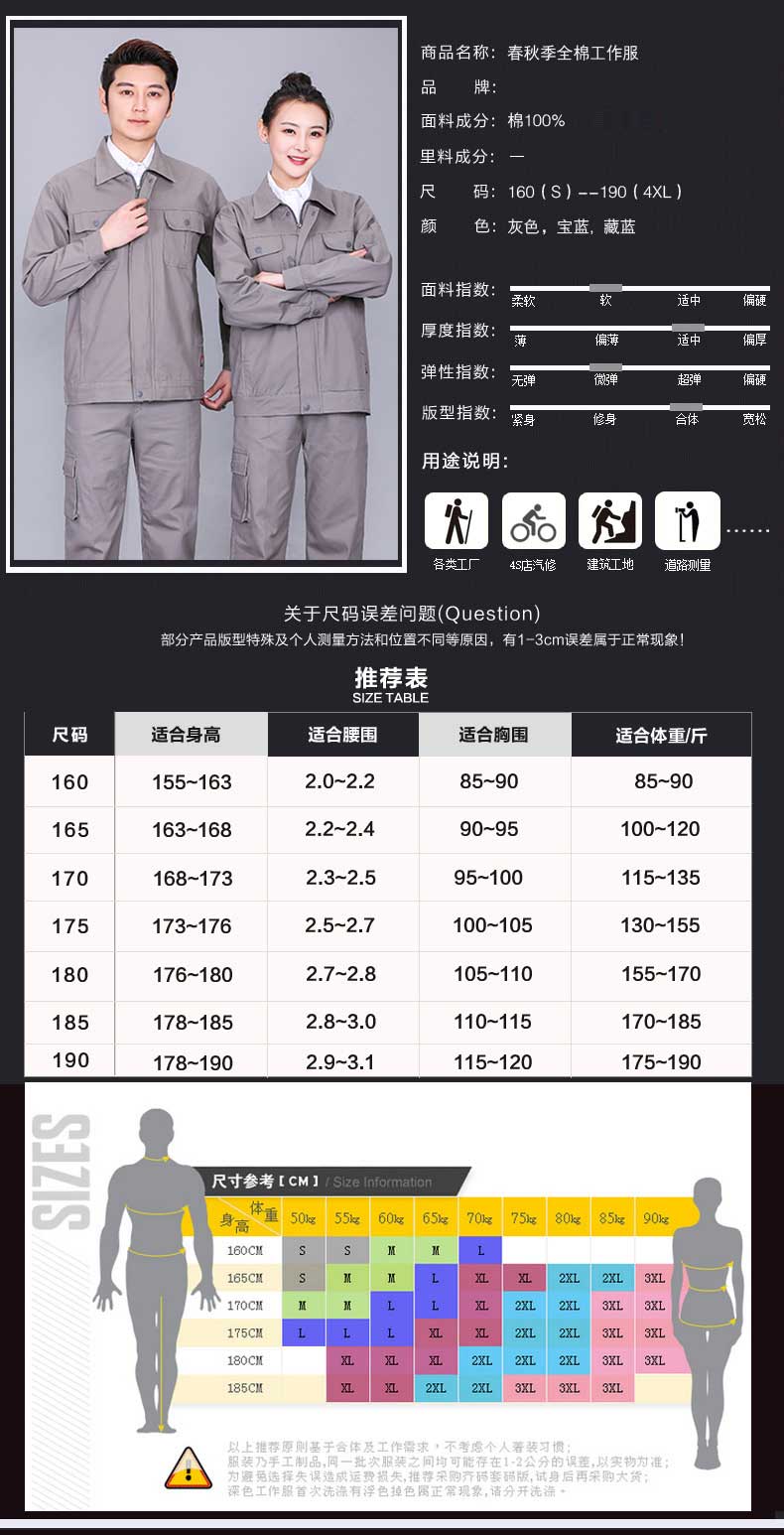 纯棉耐磨长袖劳保服电焊防烫工作服套装男士秋冬加厚工地工装定制(图2)