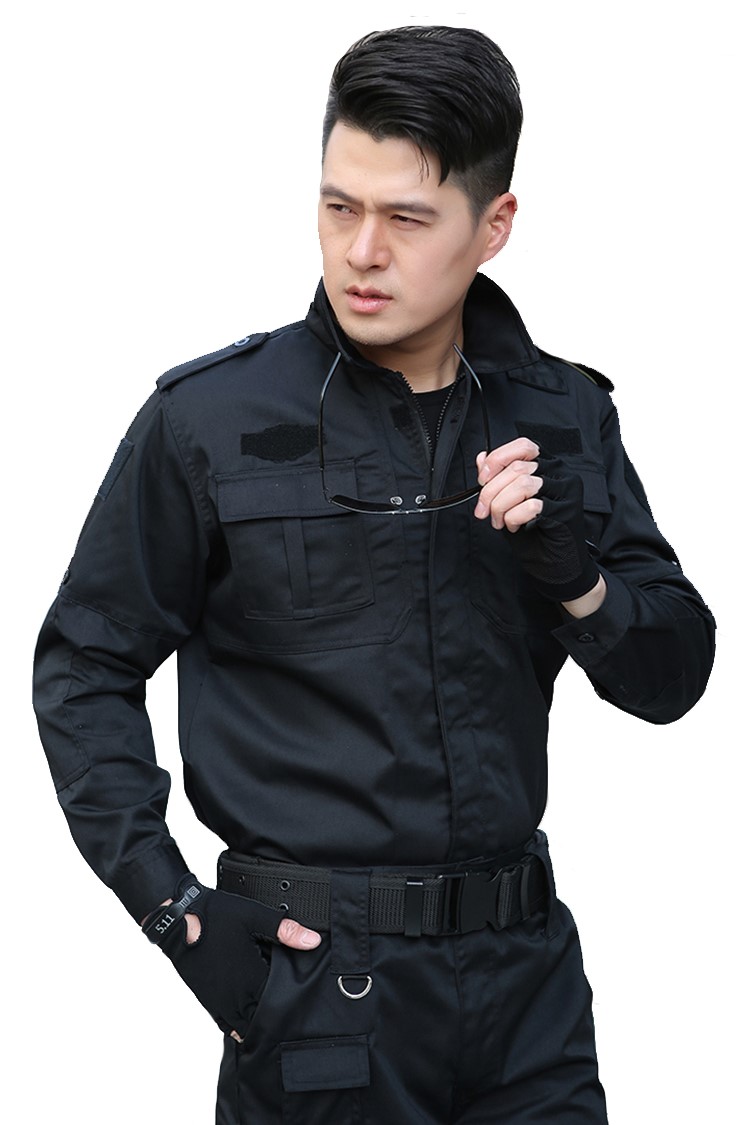 保安工作服套装男长袖春秋冬作训服黑色物业保安制服训练服保安服(图9)