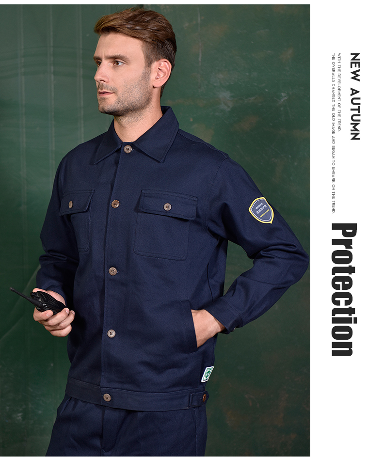 春秋加厚纯棉工作服套装男石油化工加油站煤矿定制防阻燃耐磨工装(图14)