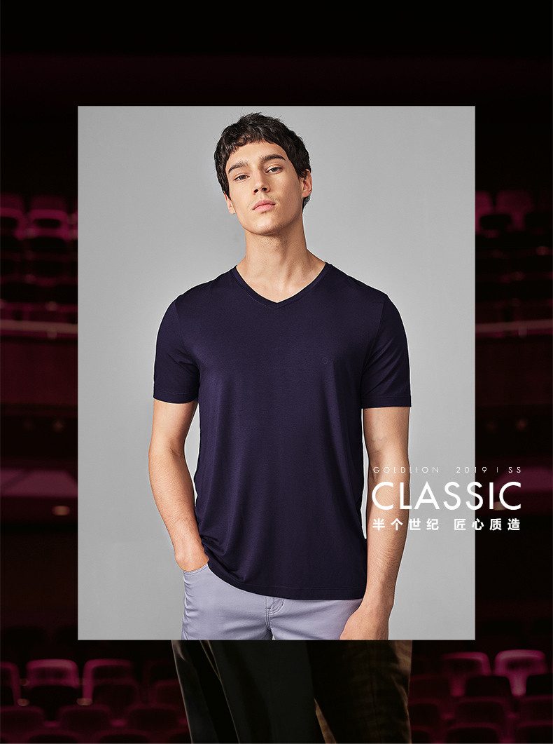 1575187387696395.jpg 2019男士夏季V领休闲家居短袖T恤衫(图1)