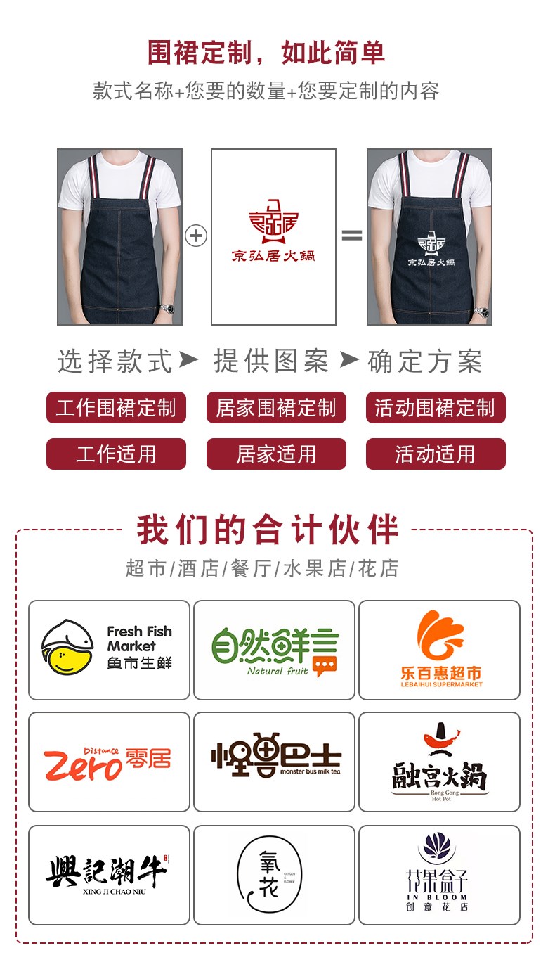 1574395698529254.jpg 仔工作服围裙餐厅咖啡师奶茶店花艺理发师背带定制围裙印logo女(图2)