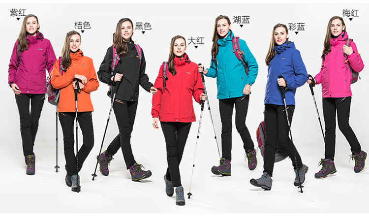 黑色冲锋衣男女三合一两件套 秋冬季户外工作服大码定制印字logo(图10)