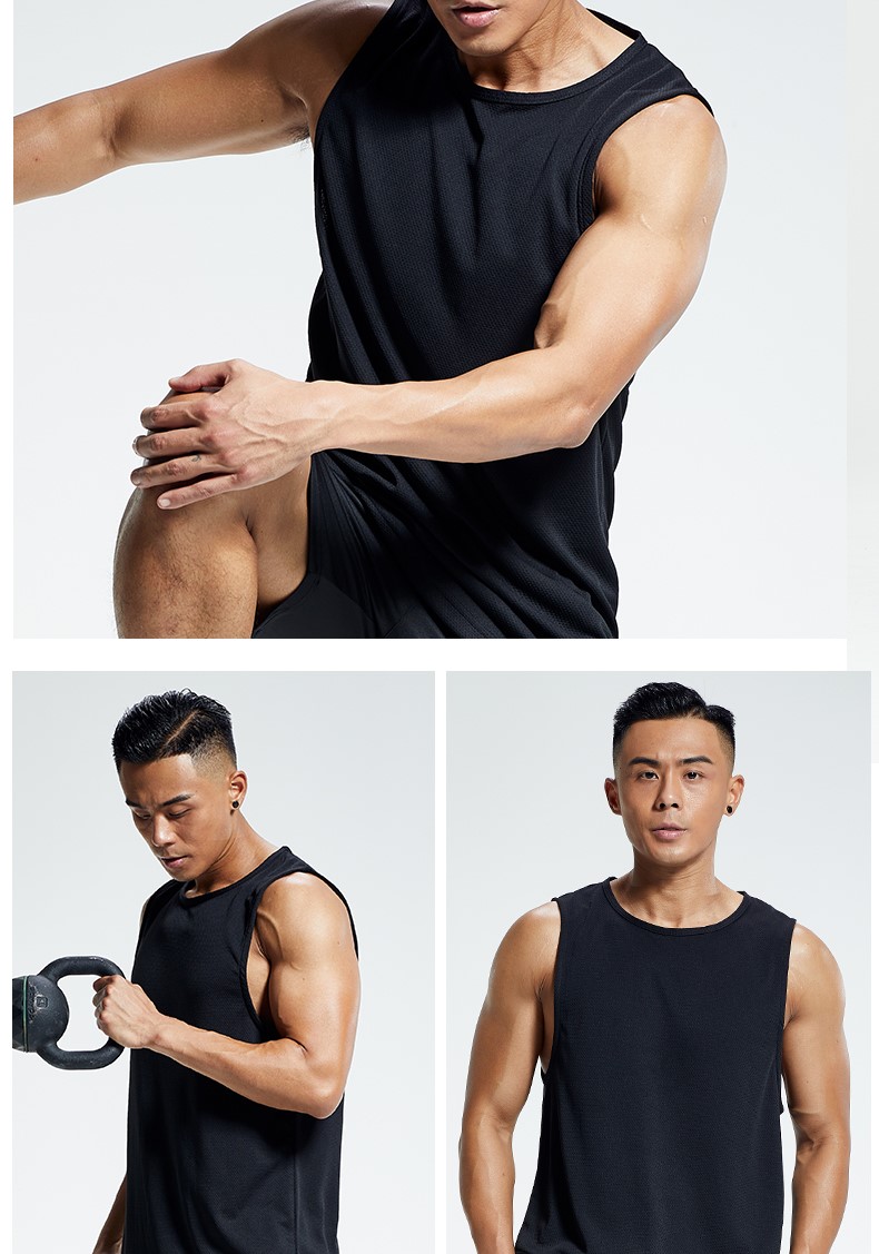 运动背心男夏季撸铁健身速干坎肩无袖宽松跑步T恤篮球训练健身衣(图12)