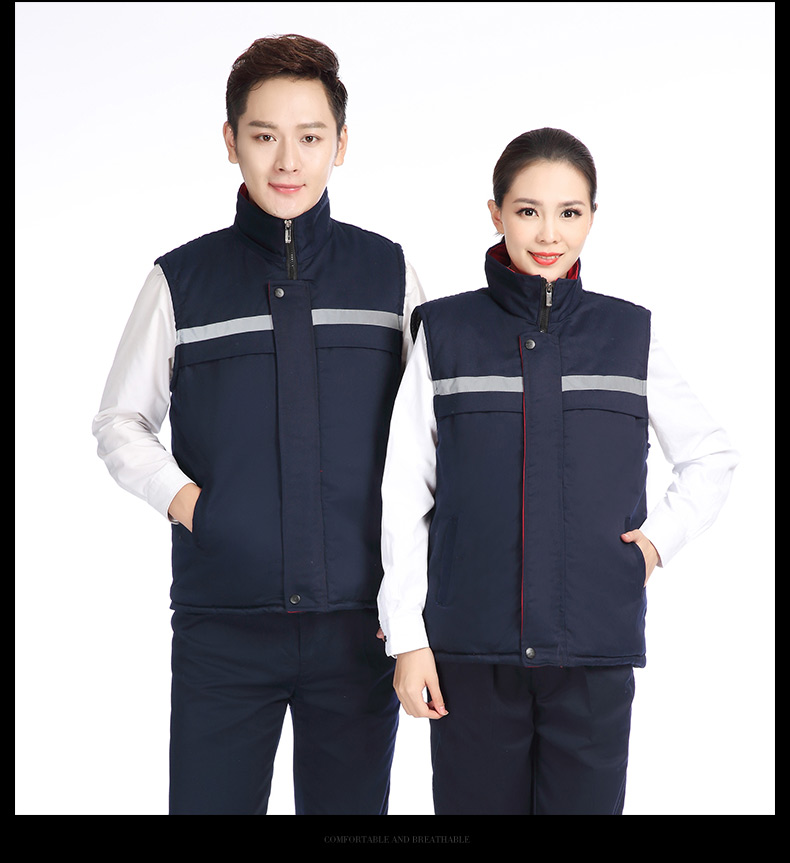 冬季建筑工地工人工厂仓储反光条背心男女环卫工程保暖棉马甲(图16)