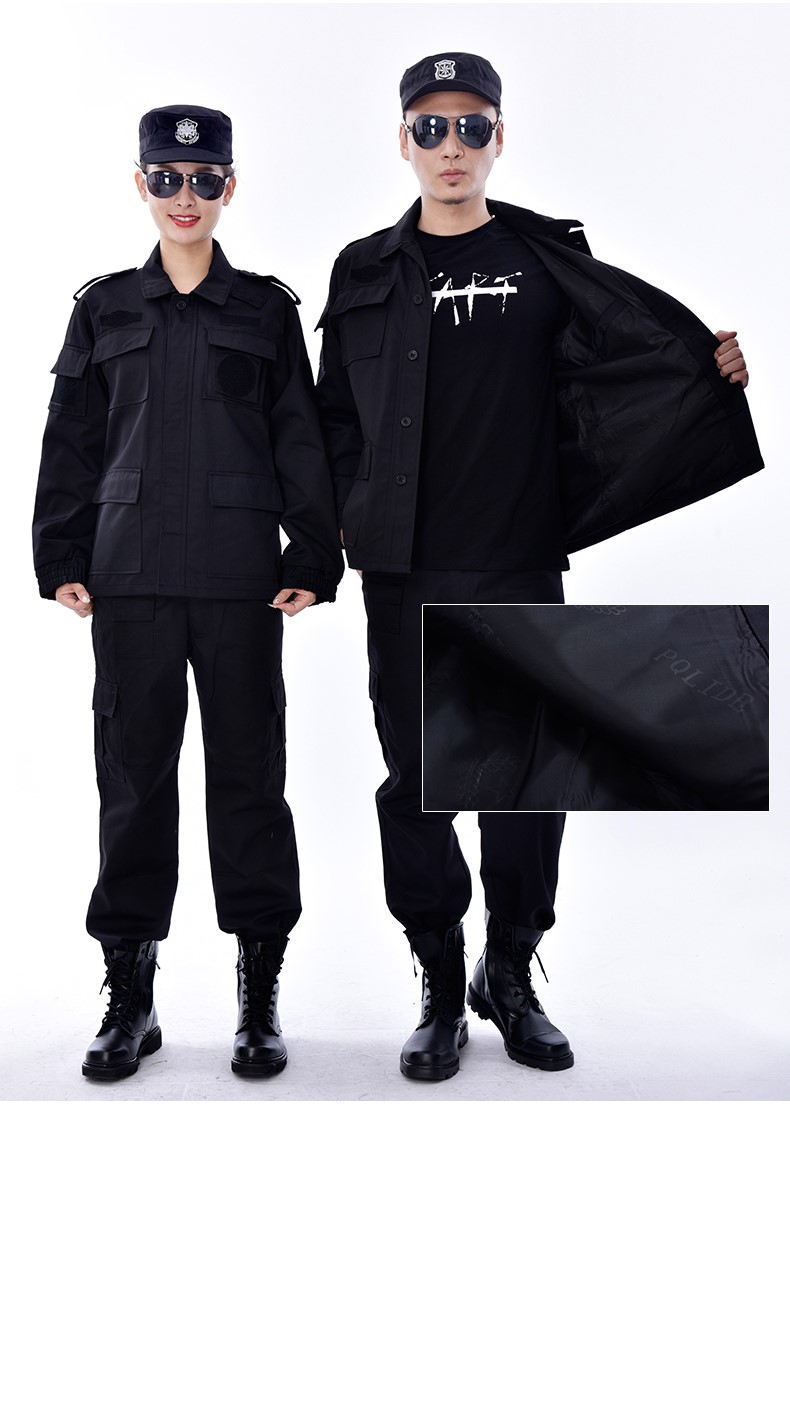 保安工作服套装男长袖春秋冬加厚冬装安保物业黑色长袖作训服制服(图13)