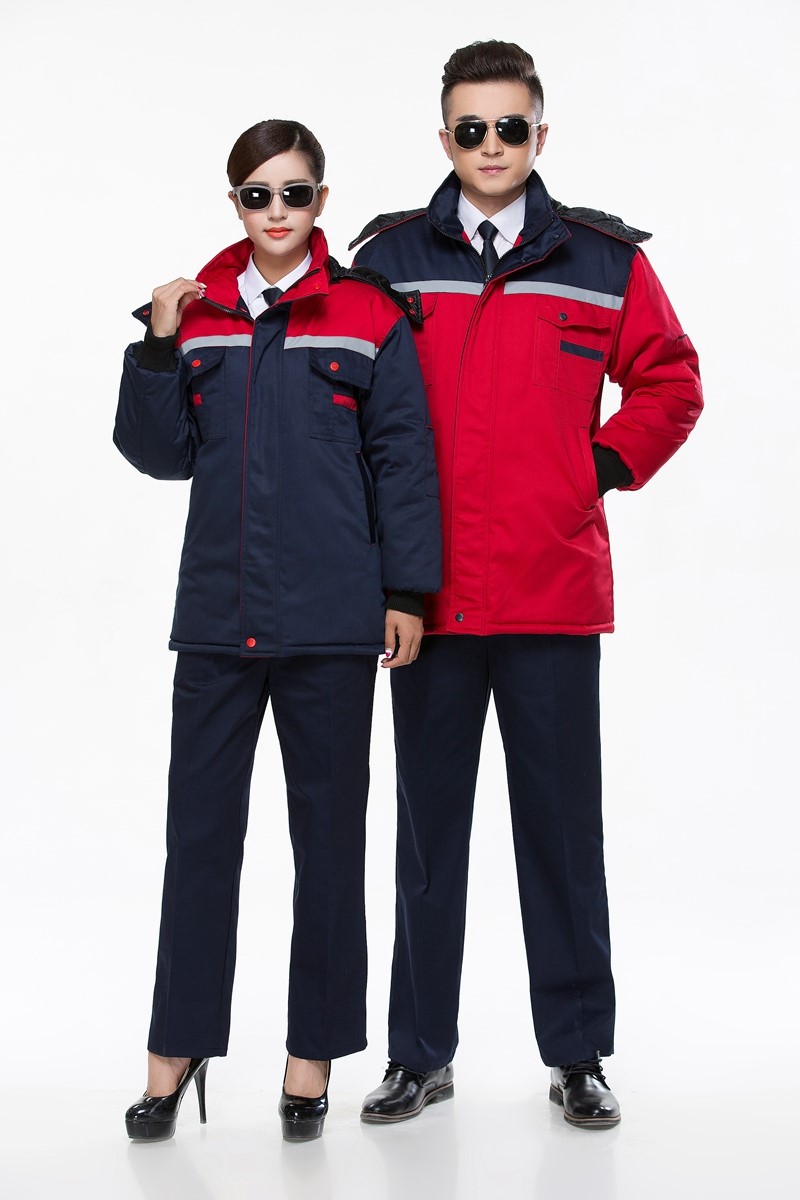 工作服棉衣防寒劳保加厚工程服冬装汽修维修师男厂服反光条棉袄(图7)