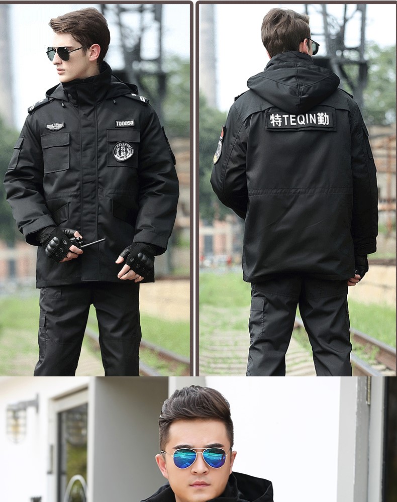 保安大衣男冬季制服棉服黑色作训服冬装套装女耐磨定制工作服棉衣(图18)