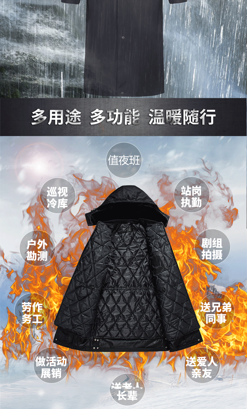 保安大衣男冬季制服棉服黑色作训服冬装套装女耐磨定制工作服棉衣(图5)